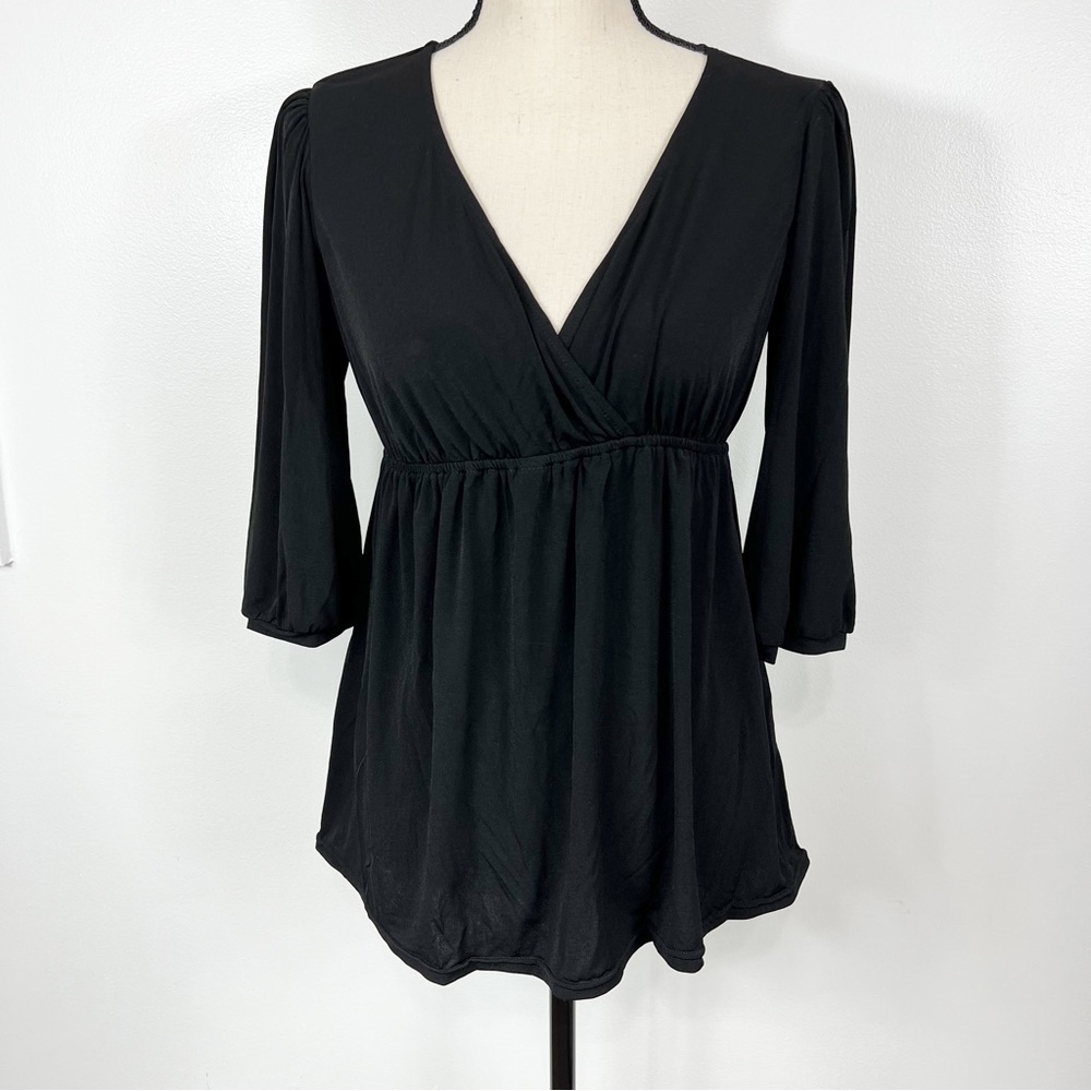Announcements Maternity Black Baby Doll Blouse